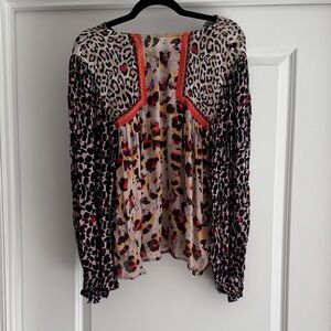 Anthropologie Multicolor Leopard Blouse